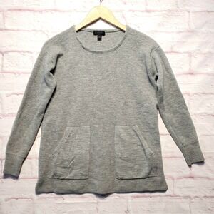 J.Crew 100% Merino Wool Gray Tunic Sweater Pockets Minimalist Preppy Women Small